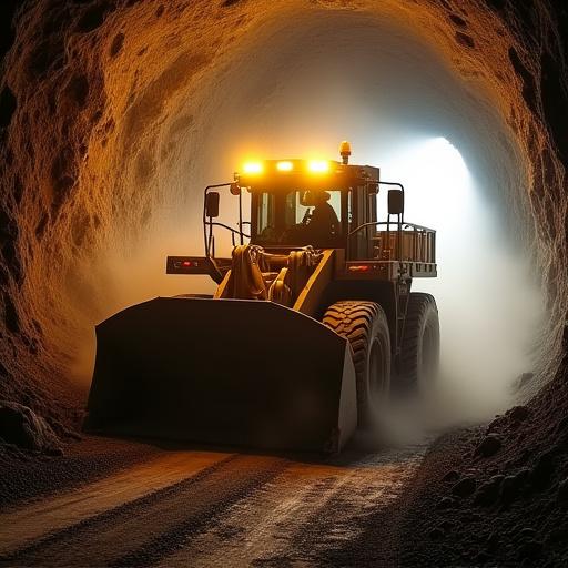 Hjullastare i en underjordsgruva